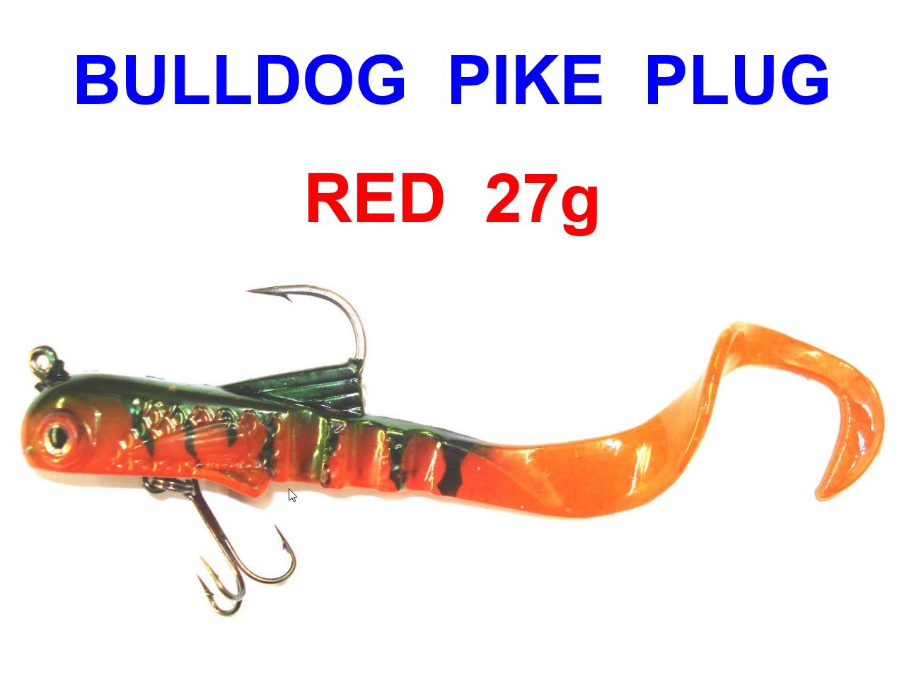 1 RED 27g BULLDOG PIKE LURE SEA COARSE BOAT FISHING SOFT BAIT JIG HEAD SHAD PLUG