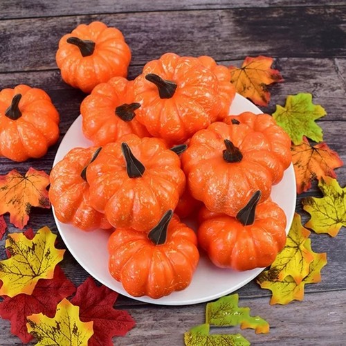 12er Pack kleine künstliche lebensechte Kürbis Herbst Mini Kürbisse für Haus Garten - Bild 4 von 6