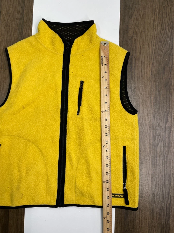 American Eagle Womens Size M Yellow Fleece Vest Jacket Coat Full Zip Mesh Lined - Image 4 of 4