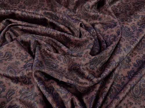 Single Jersey Polyester Fabric, Per Metre- Paisley Print - Dusky Mauve - Picture 3 of 3