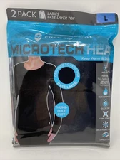 Free Country Womens Base Layer Top Pack Of 2  Large Black Thumbhole Microtech