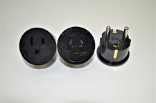 American to European Grounded Schuko Outlet Plug Adapter German France - 3 Pack