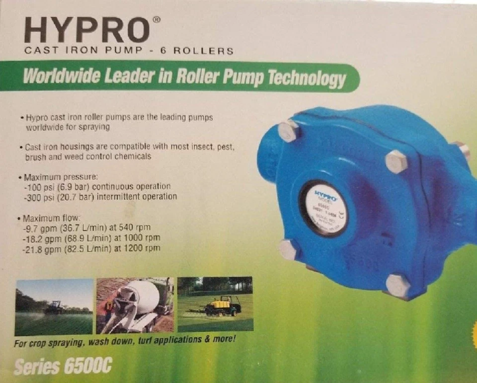 Bomba de ferro fundido Hypro 6 rolos, 22 GPM, portas 3/4" FPT, eixo 5/8" - 6500C - Imagem 2 de 4
