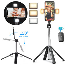 Dual LED lights Selfie Stick Tripod Light Phone Holder Stand Remote Bluetooth UK