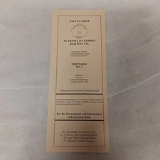 Alabama & Florida Railway Employee Timetable No 3 2001