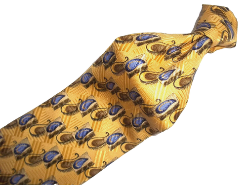 Robert Talbott Nordstrom Yellow Paisley Woven Silk Tie 59"L x 4"W