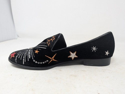 Johnny Was Velvet Loafers 7.5 Embroidered Stars Moon Eye Black Slip-On Shoe (183 - Picture 6 of 12