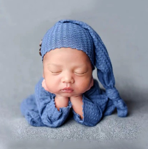 Newborn Boy Outfit Photography Baby Infant Photo Prop Sleeping Hat + Suit 2 Pcs - 第 2/12 張圖片