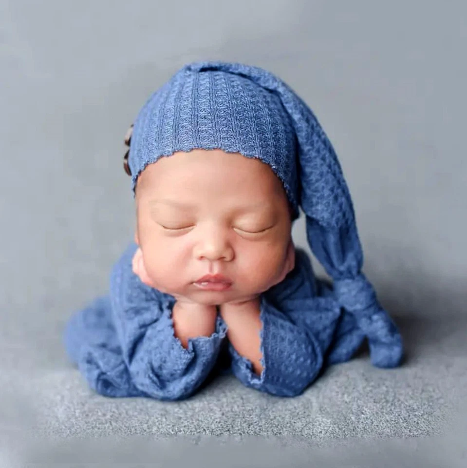Newborn Boy Outfit Photography Baby Infant Photo Prop Sleeping Hat + Suit 2 Pcs - Image 2 of 4