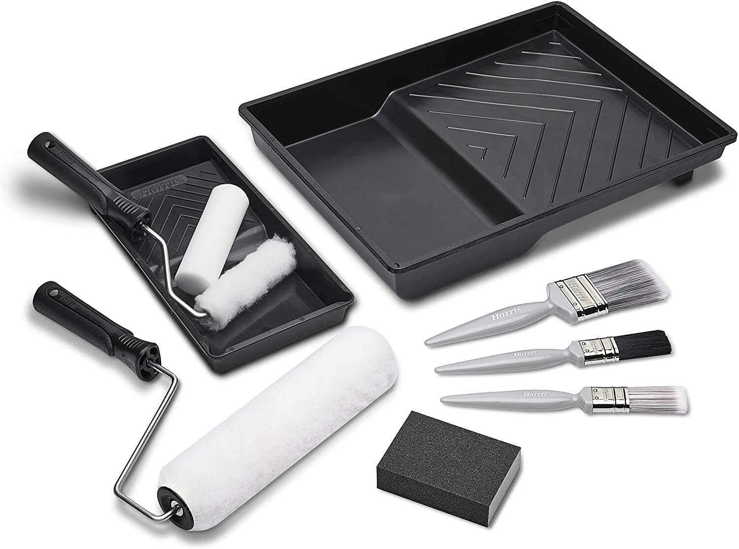 Harris 11 Piece Paint Roller Tray & Brush Set Decorating Emulsion