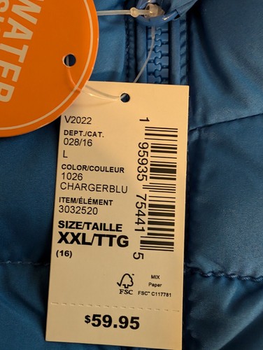CHILDRENS PLACE XXL (16) L/S Puffer Jacket “Charger Blue” Water Resistant NWT - Picture 5 of 10