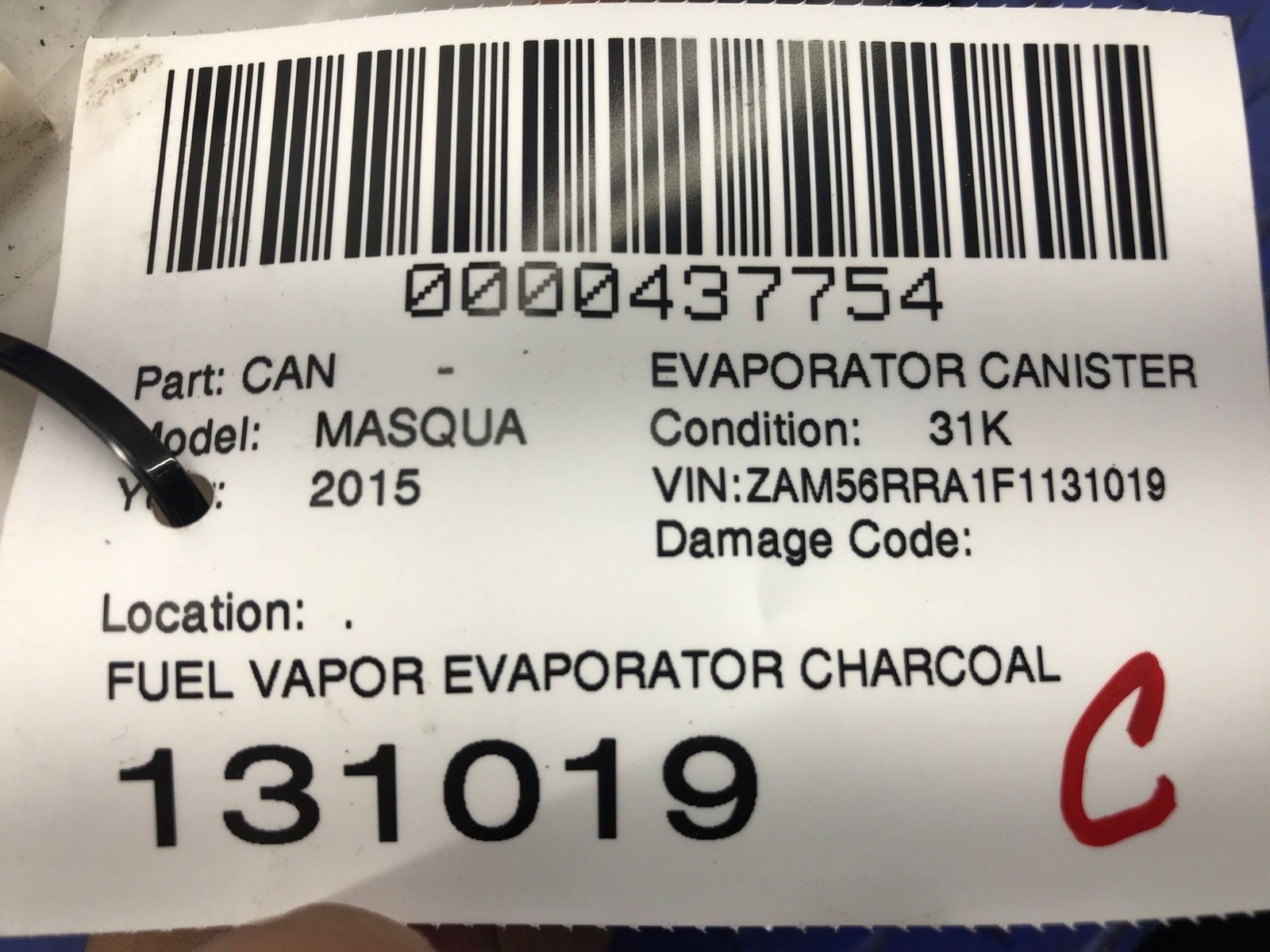 2014-2021 MASERATI QUATTROPORTE FUEL VAPOR EVAPORATOR CHARCOAL CANISTER OEM 2015
