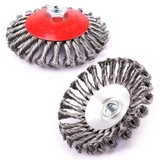 "2 Pack 4 Inch Knotted Wire Cup Brush for 4 1/2 Angle Grinder,5/8 Inch-11 Thr...