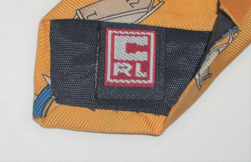 CHAPS Ralph Lauren Yellow Silk Neck tie made in USA - 100% Silk - Sailboats - Picture 10 of 11