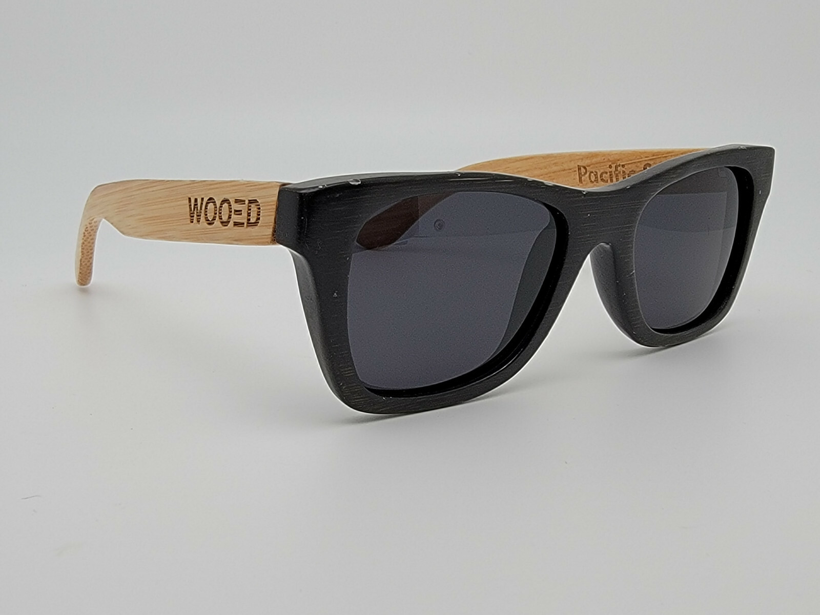 WOOED Pacific Small Two Tone Black White Frame Grey Polarized Wood Sunglasses