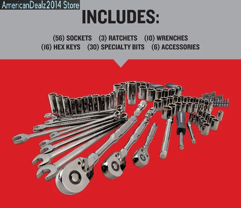 121 -Piece CRAFTSMAN OVERDRIVE SAE Metric Gunmetal Chrome