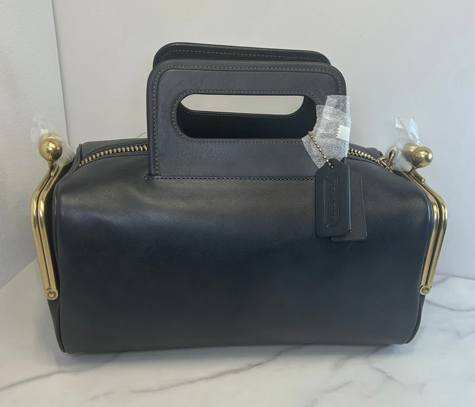 Coach Double Entry Satchel Black Mailbox Bag Kisslock 2025 Release Fast Ship! - Image 4 of 4