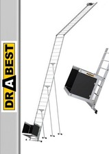 DRABEST Roofing Ladder - Telescopic Aluminum Winch + Transport Trolley