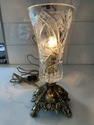 Vintage Crystal Ornate Brass Table Lamp 9” Tall Width - 5.5 Base 3.5 Top — photo 4