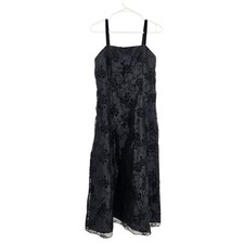 VTG Jessica McClintock Gunne Sax Prom Dress Black Floral Burnout Velvet Goth M