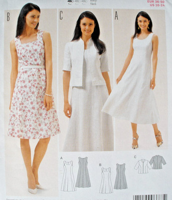 Burda Style 6687 Easy Flared Dress & Jacket Misses Sizes 10-24 Pattern Uncut