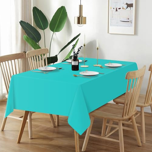 Plastic Table Cloth Disposable 54 x 108 Inch Tablecloths for 2 Pack D2 Aqua - Picture 2 of 7