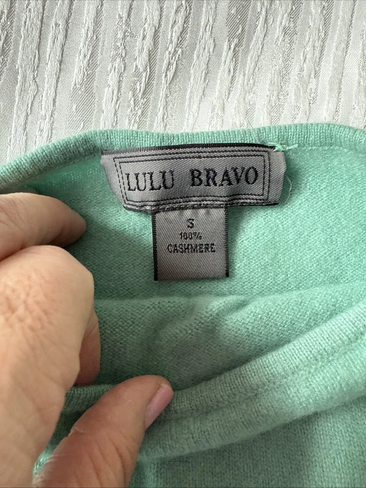 Juego de 2 piezas Lulu Bravo, top y suéter/chal, talla S, 100 % cachemir, color verde Foto 4 de 4
