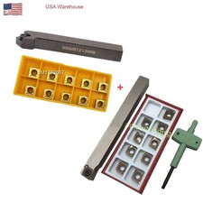 2pcs 12mm Shank Right Lathe turning tool holder 20pcs Carbide Inserts