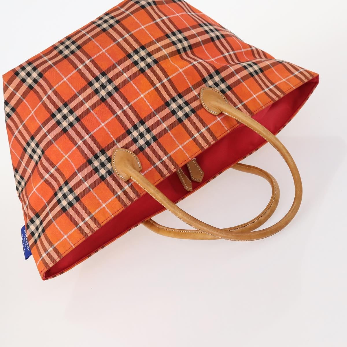 BURBERRY Nova Check Blue Label Hand Bag Nylon 2 Set Black Red Auth