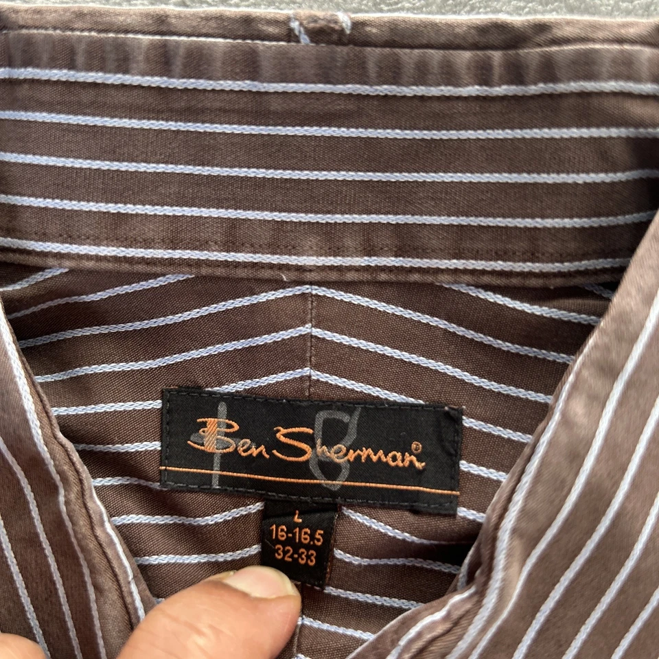 Camisa de hombre Ben Sherman abotonada manga larga con bolsillo talla L rayas Foto 2 de 4