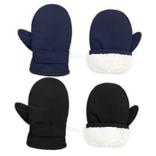 2 Pairs Toddler Gloves Waterproof Toddler Winter Mittens for 2-5T Navy  Black