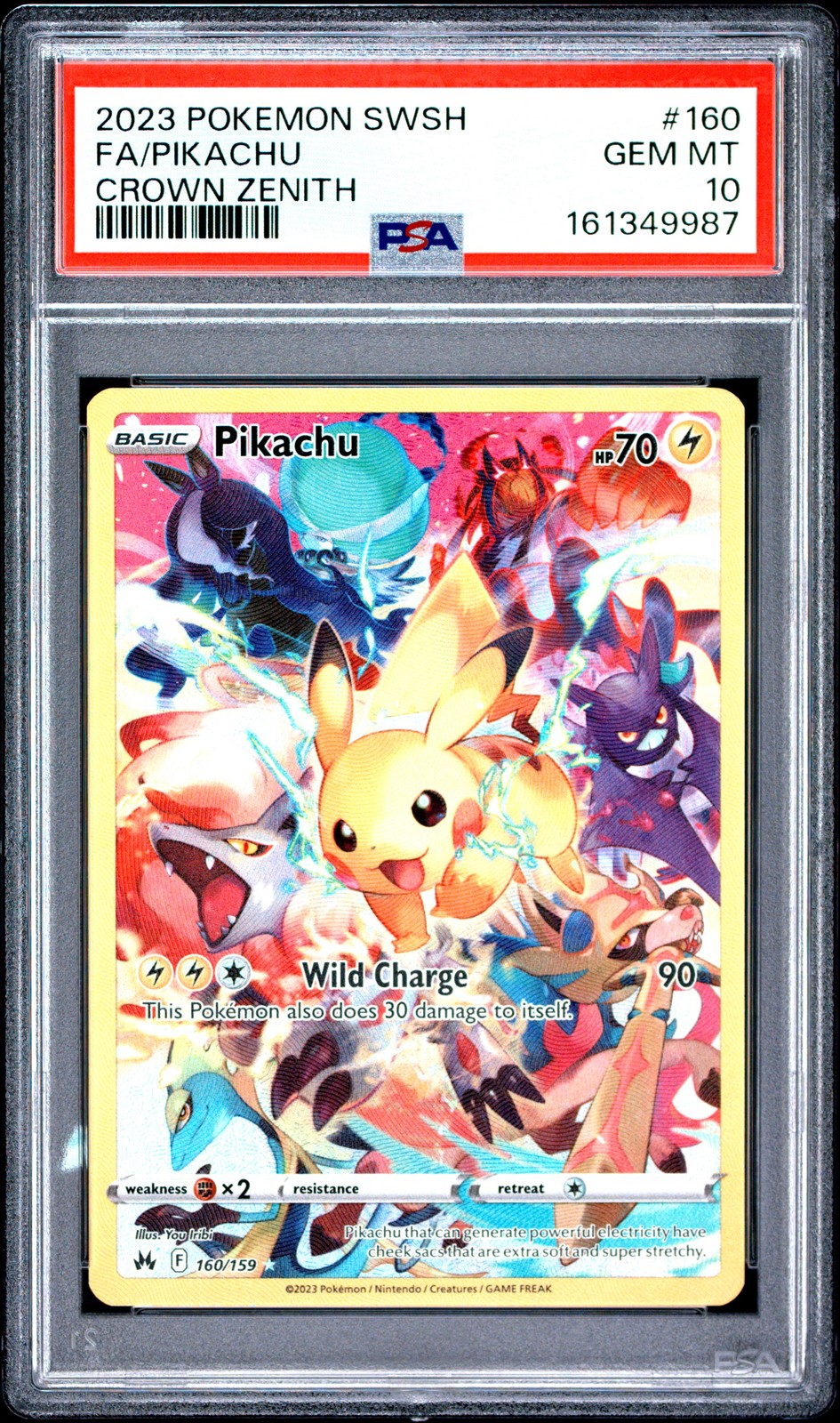 2023 POKEMON SWORD & SHIELD CROWN ZENITH #160 FULL ART/PIKACHU PSA 10