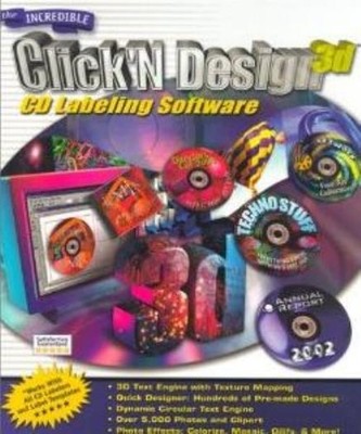 Click'N Design 3D PC MAC CD make print professional DVD disk labels inserts etc