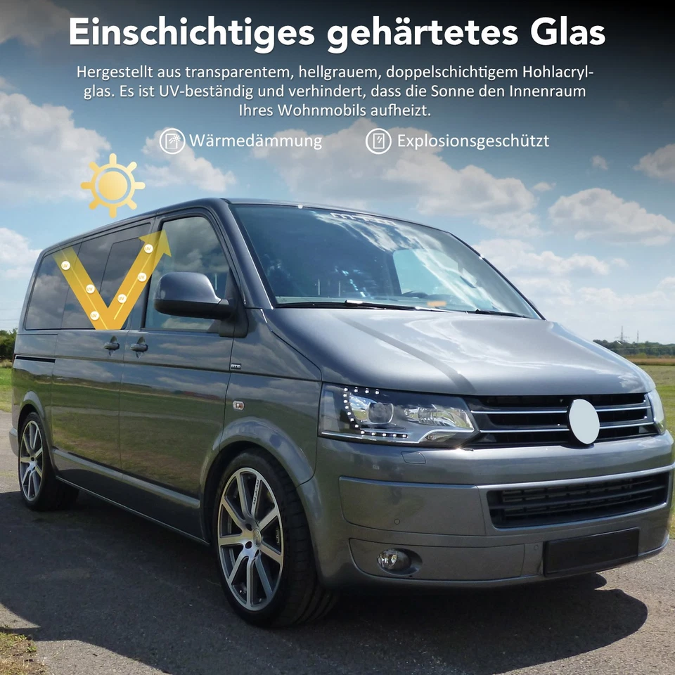 Schiebefenster Für VW T5 T6 Seitenfenster Rechts Getönt 1128 x 582mm Schwarz - Bild 4 von 4