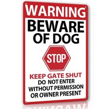 Beware of Dog Signs for Fence,Warning Tin Sign 8x12inch, beware dog sign-A