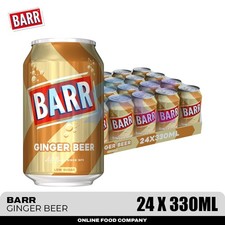 Barr Ginger Beer 24 x 330ml Cans - Sparkling Soft Drink Fizzy Beverage Low Sugar