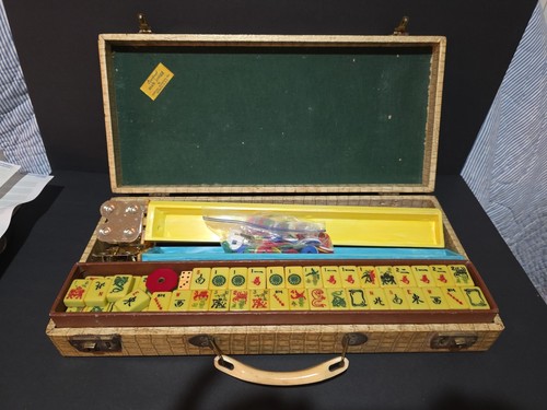 Vintage MAHJONG Set Butterscotch Bakelit ? Original Koffer 162 Fliesen 5 Fächer + - Bild 4 von 16