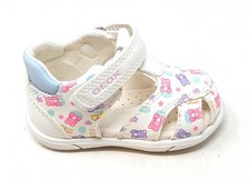 Geox Sandalo Zapito bambina B556FB gabbietta in pelle bianco con orsetti