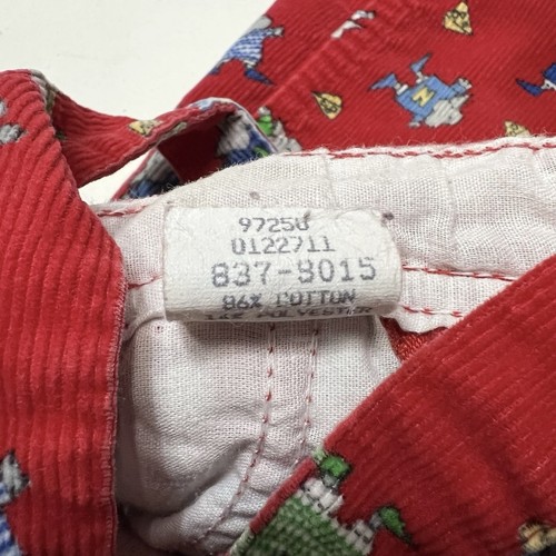 Salopette vintage OshKosh rossa in velluto a coste 2T bambino made in USA pantaloni stampa animalier - Foto 9 di 9