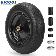 14.5 x 3.50-8 Flat free Tire & Wheel for Wheelbarrow Garden Wagon Trolley Cart
