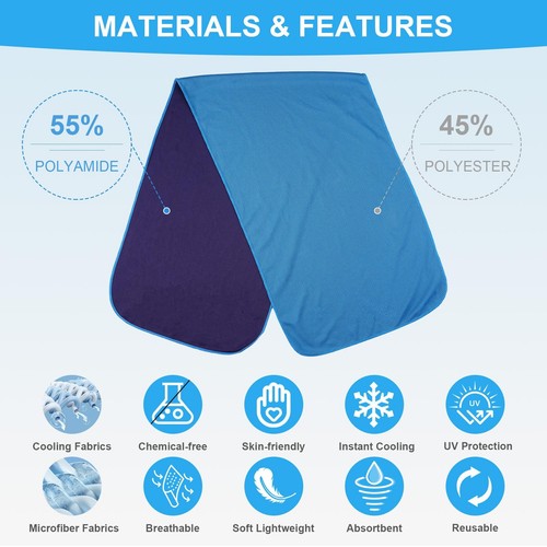 Cooling Towels for Hot Weather, Soft Instant Cold Breathable Towel, Chilly Ra... - Picture 2 of 9
