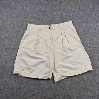 ME+EM Shorts Damen UK 18 weiß Plissee Chino Leinen hoher Bund Relaxed Fit