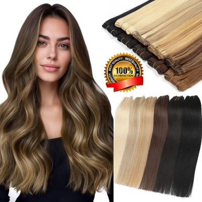 Double Weft 100%Human Hair Extensions Sew in Weave Brazilian Remy Hair Highlight