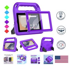 Kids' Purple Protective Case with Screen Protector for Onn 7-Inch Tablet 2024