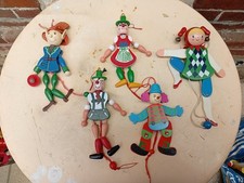 Lot 5 pantin articulé a fils : clown - Elfe - Arlequin - 2 Personnage folklore