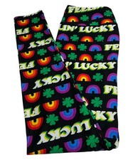 Lularoe Leggings TC Tall Curvy St Patrick BLACK Colorful SHAMROCK RAINBOW Irish