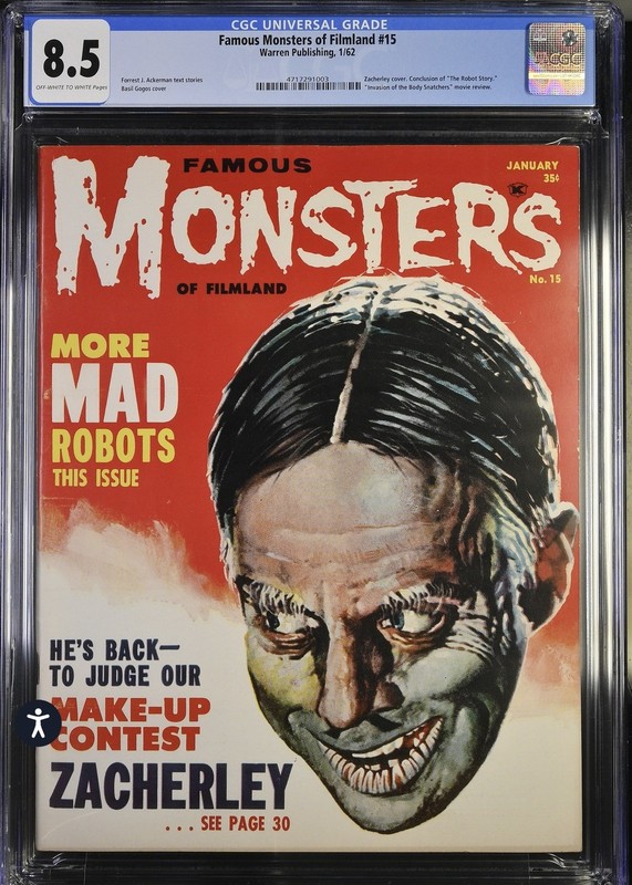 FAMOUS MONSTERS OF FILMLAND #15 (1962) CGC VF+ 8.5 OW/W SCARCE IN HIGH GRADE!