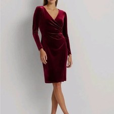Ralph Lauren stretch velvet surplice dress NWT size 6