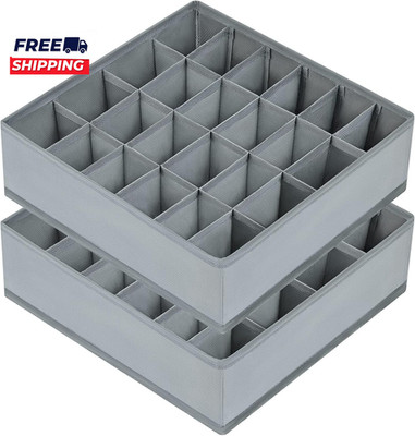 Sock Drawer Organizer Divider 2 Packs Underwear Organizer 24 Cell Closet Organiz