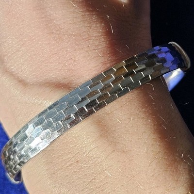 Vintage Atasay Kuyumculuk AK 925 Türkei Sterlingsilber strukturiert Klappmanschette